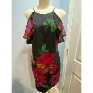 Trina Turk Silk‎ Floral Dress Size M Resort Cruise Winter Getaway Cocktail Party